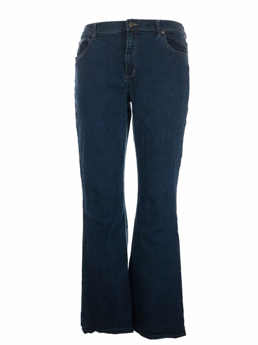 LRL LAUREN JEANS CO. RAULPH LAUREN DARK WASH BLUE KICK FLARE WIDE SIZE 16 JEANS